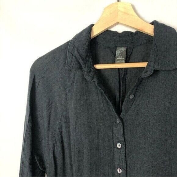Prana Black Hele Mai Long Sleeve Button Down M - Picture 4 of 4